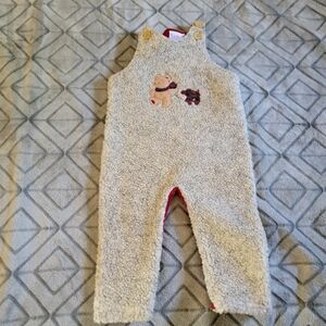 Vintage Baby Beginnings Fleece Overall Romper Teddy Bear Size 12mos Snap Legs